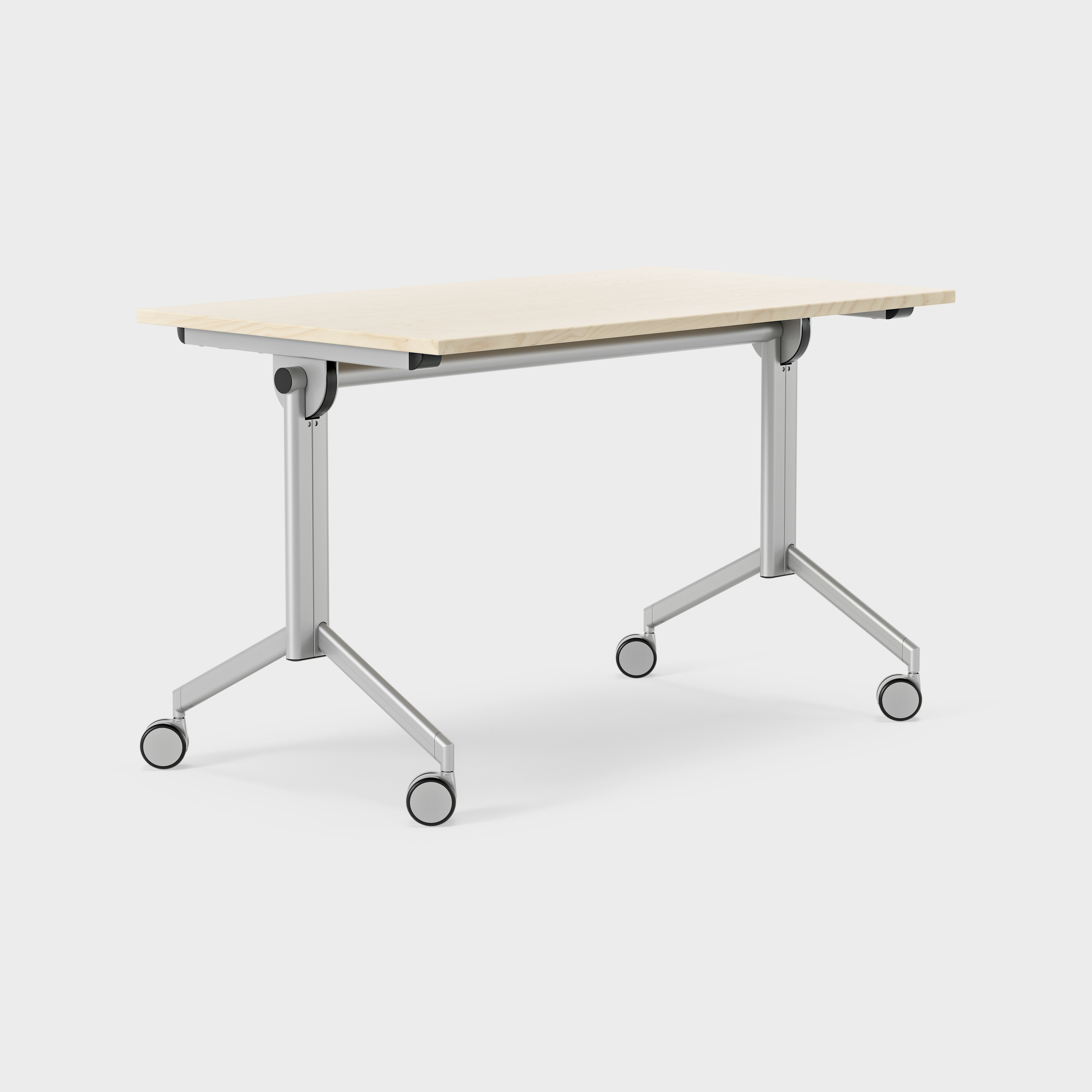 Foldex 120 x 70 cm, Taittuva pöytälevy, lukittavat pyörät, jalat hopean väriset, Bord Foldex B1200mm D700mm laminat björk, silver