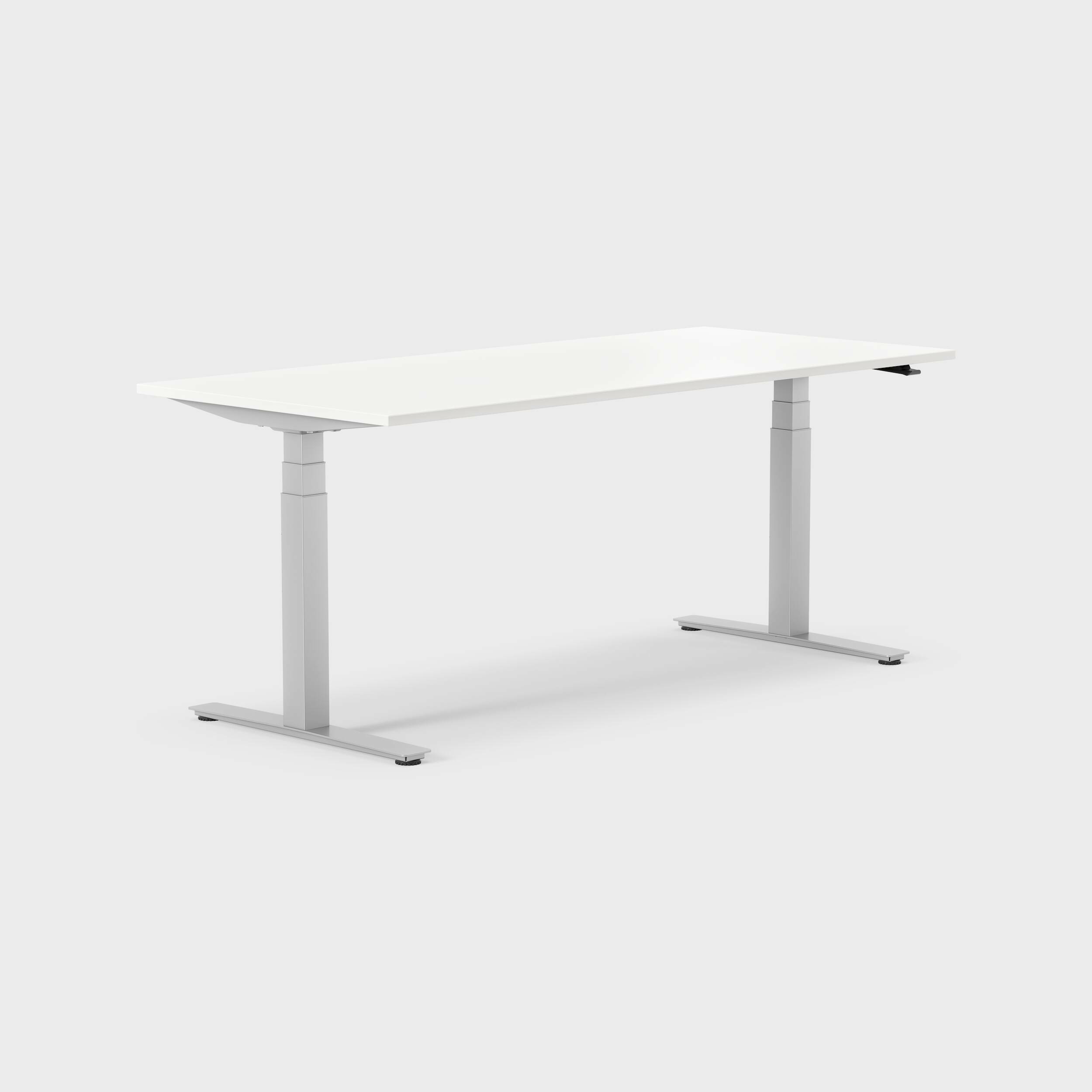 Oberon 180 x 80 cm, Sähköpöytä, jalat hopeanharmaat, levy valkoista laminaattia