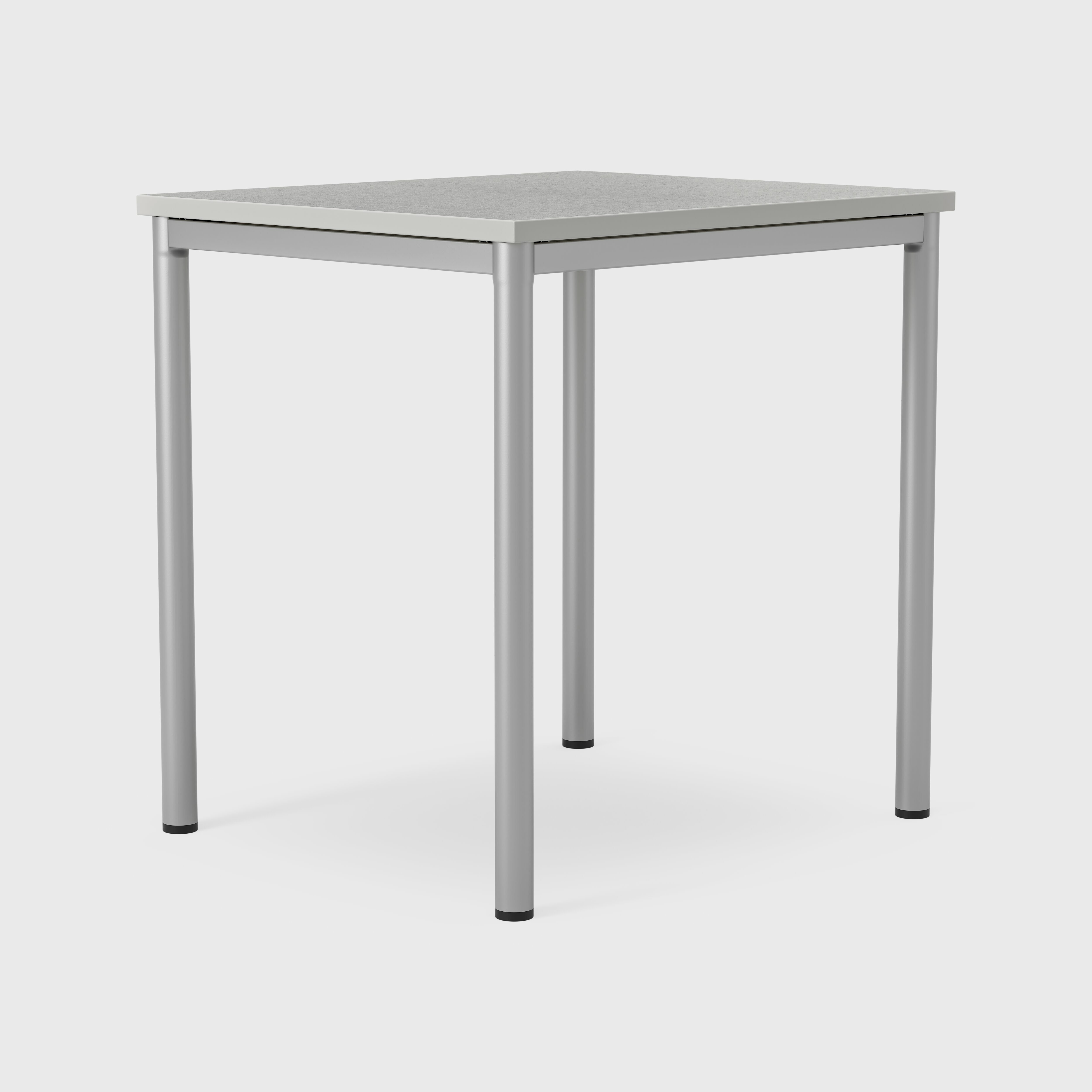 Bord B700xD600xH724mm, Understell sølv. Plate i marmoleum., Bord B700xD600xH724mm, marmoleum lysgrå, sølv