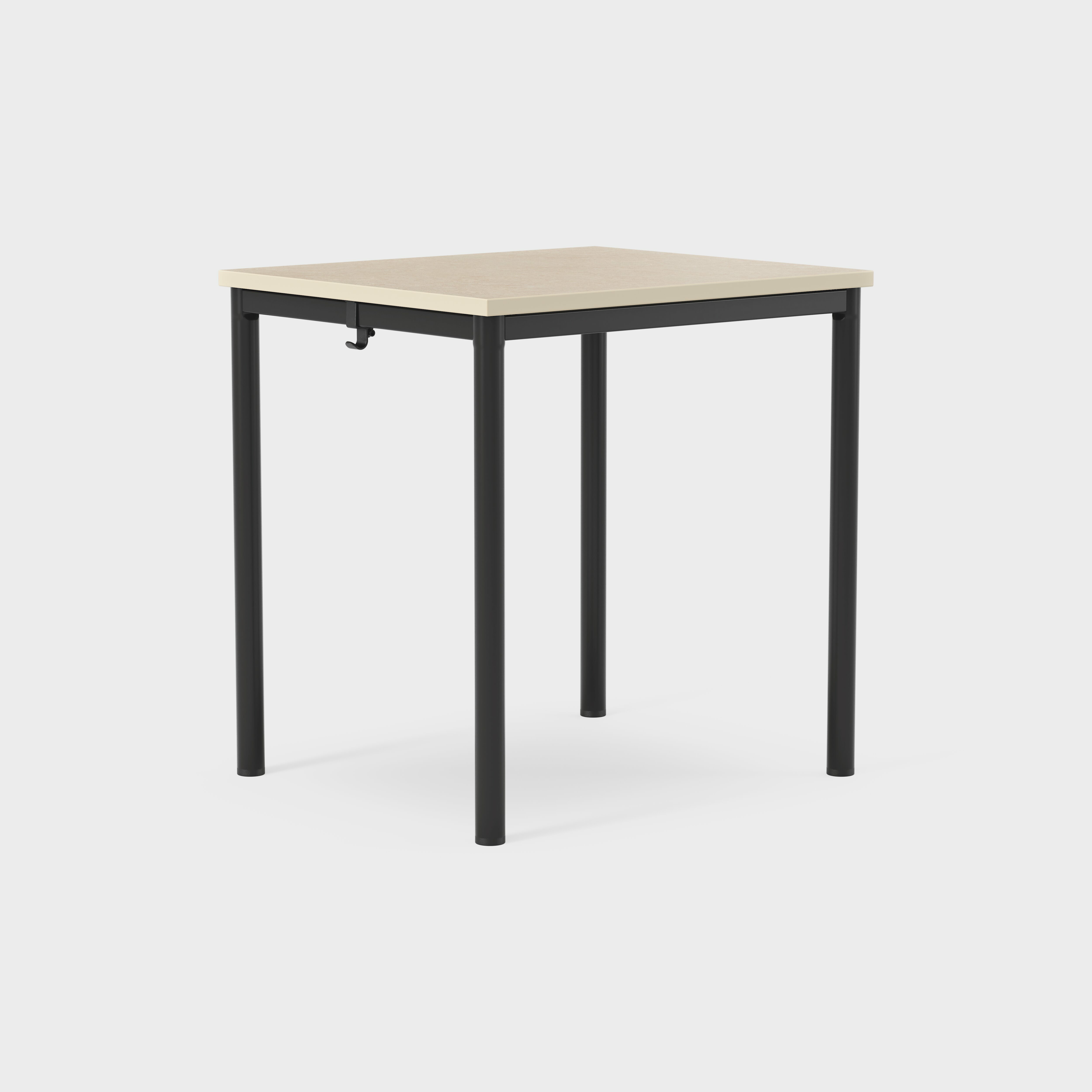 Pöytä L700xS600xK724mm, Musta jalat. Levy marmoleum., Pöytä L700xS600xK724mm, marmoleum beige, musta